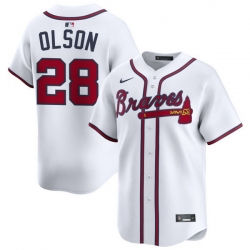 Men Atlanta Braves Nike Alternate Limited Jersey White Olson Matt 28