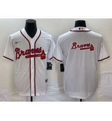 Men Atlanta Braves White Team Big Logo Cool Base Stitched Baseball Jersey