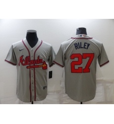 Men Gray Atlanta Braves 27 Austin Riley Cool Base MLB Stitched Jersey