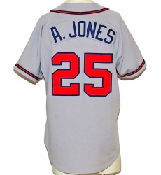 Men Nike Atlanta Braves 25 Andruw Jones White Gray Base Stitched Jersey