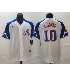 Men's Atlanta Braves #10 Chipper Jones White 2023 City Connect Cool Base Stitched Jersey