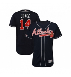 Mens Atlanta Braves 14 Matt Joyce Navy Blue Alternate Flex Base Authentic Collection Baseball Jersey