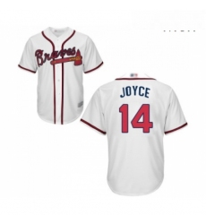 Mens Atlanta Braves 14 Matt Joyce Replica White Home Cool Base Baseball Jersey 