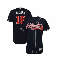 Mens Atlanta Braves 16 Brian McCann Navy Blue Alternate Flex Base Authentic Collection Baseball Jersey