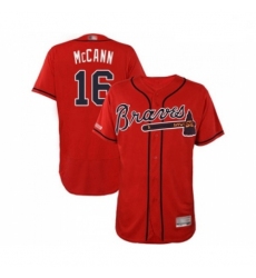 Mens Atlanta Braves 16 Brian McCann Red Alternate Flex Base Authentic Collection Baseball Jersey