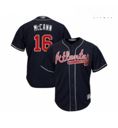 Mens Atlanta Braves 16 Brian McCann Replica Blue Alternate Road Cool Base Baseball Jersey 