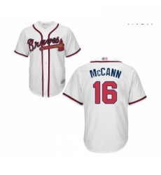 Mens Atlanta Braves 16 Brian McCann Replica White Home Cool Base Baseball Jersey 