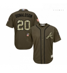 Mens Atlanta Braves 20 Josh Donaldson Authentic Green Salute to Service Baseball Jersey 