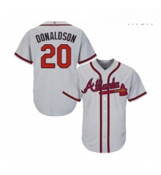 Mens Atlanta Braves 20 Josh Donaldson Replica Grey Road Cool Base Baseball Jersey 
