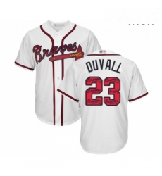 Mens Atlanta Braves 23 Adam Duvall Authentic White Team Logo Fashion Cool Base Baseball Jersey 