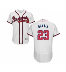 Mens Atlanta Braves 23 Adam Duvall White Home Flex Base Authentic Collection Baseball Jersey