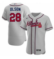 Men's Atlanta Braves #28 Matt Olson Gray Flex Base Stitched Baseball Jersey