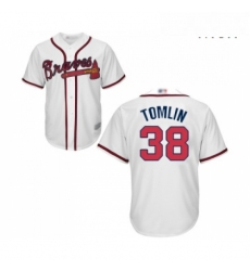 Mens Atlanta Braves 38 Josh Tomlin Replica White Home Cool Base Baseball Jersey 