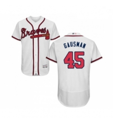 Mens Atlanta Braves 45 Kevin Gausman White Home Flex Base Authentic Collection Baseball Jersey