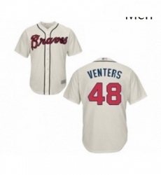 Mens Atlanta Braves 48 Jonny Venters Replica Cream Alternate 2 Cool Base Baseball Jersey 