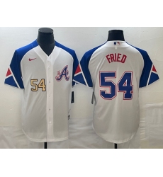 Men's Atlanta Braves #54 Max Fried Number White 2023 City Connect Cool Base Stitched Jersey