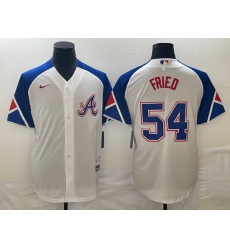 Men's Atlanta Braves #54 Max Fried White 2023 City Connect Cool Base Stitched Jersey