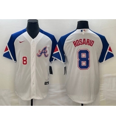 Men's Atlanta Braves #8 Eddie Rosario Number White 2023 City Connect Cool Base Stitched Jersey