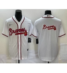 Men's Atlanta Braves White Team Big Logo Cool Base Stitched Baseball Jersey
