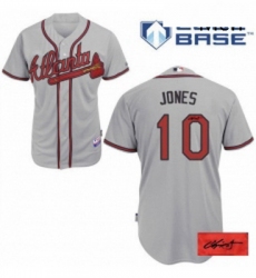 Mens Majestic Atlanta Braves 10 Chipper Jones Authentic Grey Road Cool Base Autographed MLB Jersey