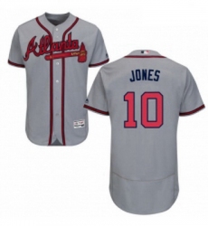 Mens Majestic Atlanta Braves 10 Chipper Jones Grey Road Flex Base Authentic Collection MLB Jersey