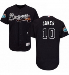 Mens Majestic Atlanta Braves 10 Chipper Jones Navy Blue Alternate Flex Base Authentic Collection MLB Jersey