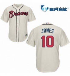 Mens Majestic Atlanta Braves 10 Chipper Jones Replica Cream Alternate 2 Cool Base MLB Jersey