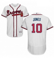 Mens Majestic Atlanta Braves 10 Chipper Jones White Home Flex Base Authentic Collection MLB Jersey