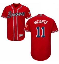 Mens Majestic Atlanta Braves 11 Ender Inciarte Red Flexbase Authentic Collection MLB Jersey