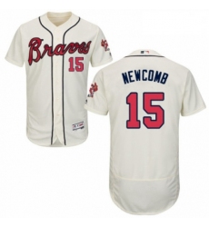 Mens Majestic Atlanta Braves 15 Sean Newcomb Cream Alternate Flex Base Authentic Collection MLB Jersey