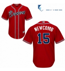 Mens Majestic Atlanta Braves 15 Sean Newcomb Replica Red Alternate Cool Base MLB Jersey 