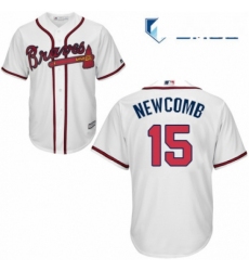 Mens Majestic Atlanta Braves 15 Sean Newcomb Replica White Home Cool Base MLB Jersey 