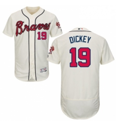Mens Majestic Atlanta Braves 19 RA Dickey Cream Flexbase Authentic Collection MLB Jersey