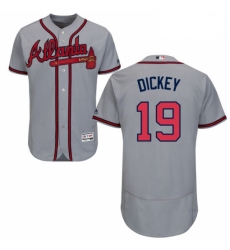 Mens Majestic Atlanta Braves 19 RA Dickey Grey Flexbase Authentic Collection MLB Jersey