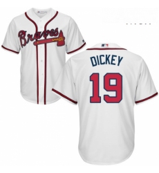 Mens Majestic Atlanta Braves 19 RA Dickey Replica White Home Cool Base MLB Jersey