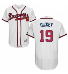 Mens Majestic Atlanta Braves 19 RA Dickey White Flexbase Authentic Collection MLB Jersey
