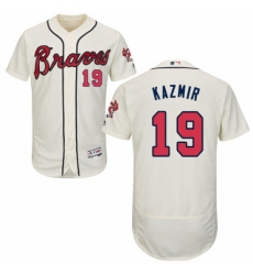 Mens Majestic Atlanta Braves 19 Scott Kazmir Cream Alternate Flex Base Authentic Collection MLB Jersey