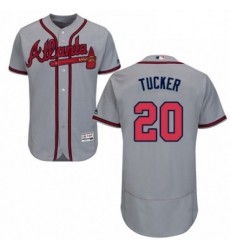 Mens Majestic Atlanta Braves 20 Preston Tucker Grey Road Flex Base Authentic Collection MLB Jersey