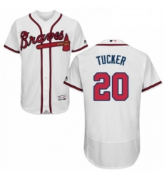 Mens Majestic Atlanta Braves 20 Preston Tucker White Home Flex Base Authentic Collection MLB Jersey