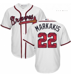Mens Majestic Atlanta Braves 22 Nick Markakis Authentic White Team Logo Fashion Cool Base MLB Jersey