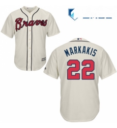 Mens Majestic Atlanta Braves 22 Nick Markakis Replica Cream Alternate 2 Cool Base MLB Jersey