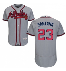 Mens Majestic Atlanta Braves 23 Danny Santana Grey Flexbase Authentic Collection MLB Jersey