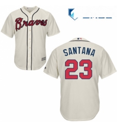 Mens Majestic Atlanta Braves 23 Danny Santana Replica Cream Alternate 2 Cool Base MLB Jersey 