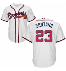 Mens Majestic Atlanta Braves 23 Danny Santana Replica White Home Cool Base MLB Jersey 