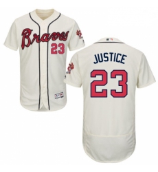 Mens Majestic Atlanta Braves 23 David Justice Cream Alternate Flex Base Authentic Collection MLB Jersey