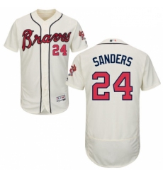 Mens Majestic Atlanta Braves 24 Deion Sanders Cream Alternate Flex Base Authentic Collection MLB Jersey
