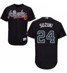 Mens Majestic Atlanta Braves 24 Kurt Suzuki Blue Flexbase Authentic Collection MLB Jersey