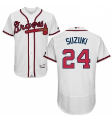 Mens Majestic Atlanta Braves 24 Kurt Suzuki White Flexbase Authentic Collection MLB Jersey