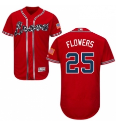 Mens Majestic Atlanta Braves 25 Tyler Flowers Red Alternate Flex Base Authentic Collection MLB Jersey