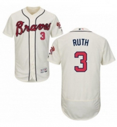 Mens Majestic Atlanta Braves 3 Babe Ruth Cream Alternate Flex Base Authentic Collection MLB Jersey